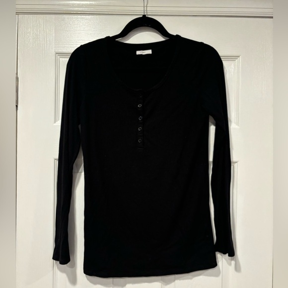 Storq Henley Ribbed Maternity Long Sleeve Top - Picture 1 of 5